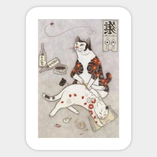 Japanese Tattoo Monmon Cats Aka Tattooed Cats Sticker